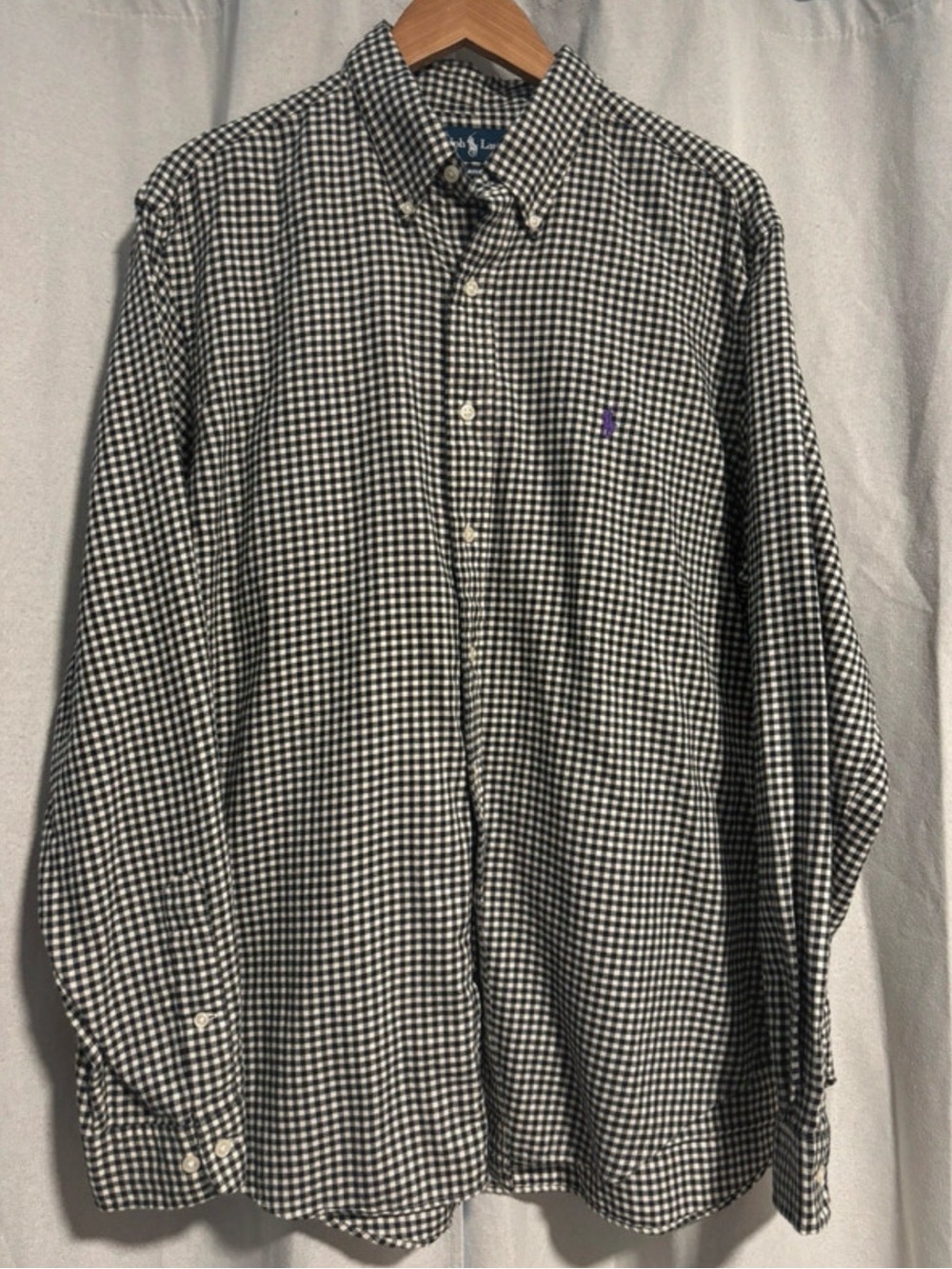 Ralph Lauren Black and White Gingham Button-Down Shirt